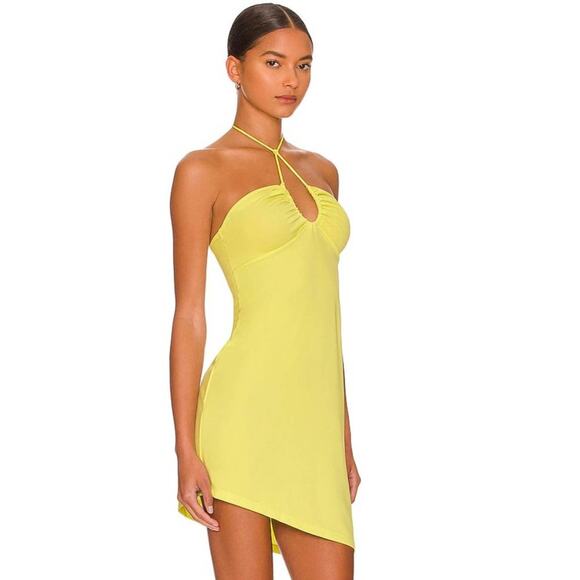 L'Academie Bodycon Halter Style Mini Dress in Limelight NWOT Size Small - Picture 2 of 3